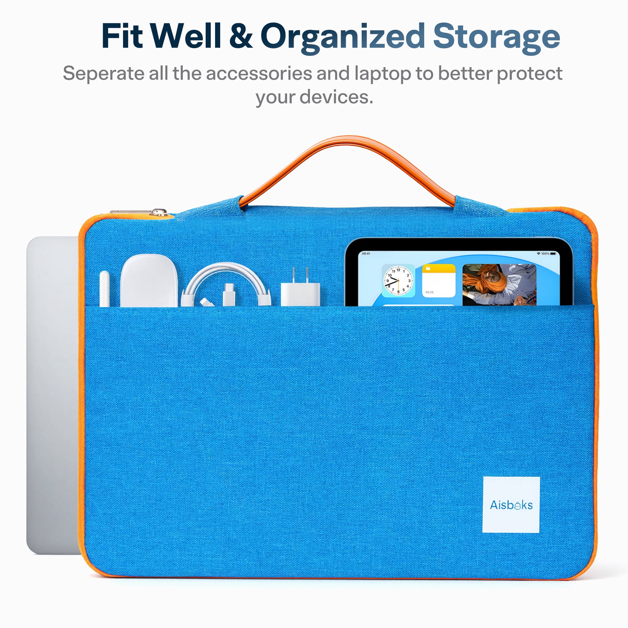 Laptop Sleeve 15.6''-17'',Zipper Laptop Bag, 16''Laptop Case Compatible with Apple MacBook,HP,Dell,Acer,Asus Notebook,Shockproof Soft Padded Cover Carrying Computer Bag,Blue
