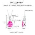thumbnail image 4 of Rosec Jewels Created Pink Sapphire Drop Pendant Necklace with Moissanite for Women - 8X10 mm, 18K White Gold, 4 of 6