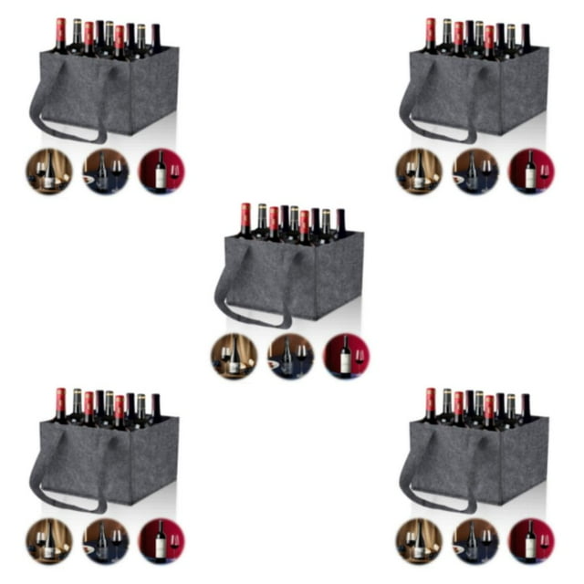 Transemion Cloth Universal Wine Bottle Bag Standard Size And Non-shedding For Champaign Lovers Fits Most Wine Red 4 Slots 5Set