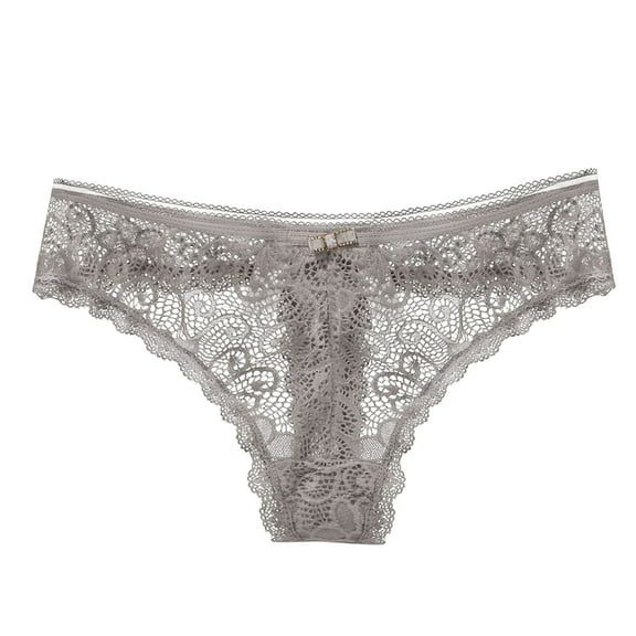 Panties for Women,Lightweight Lace Underwear Transparent Sheer Hollow Out Low Rise Seamless Briefs,Womens Underwear,Grey,XL