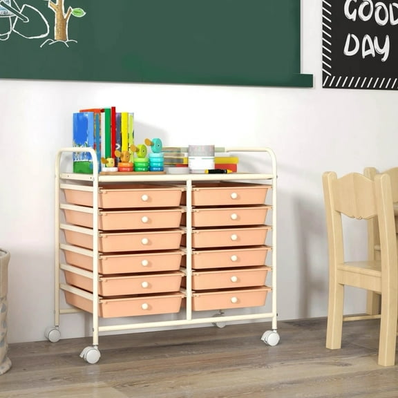 Harmijoy 12 Drawers Rolling Cart Storage Scrapbook Paper Studio Organizer Bins Black