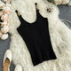 thumbnail image 1 of VISgogo, camisetas sin mangas para mujer, tejido acanalado, cuello en V, cadena de Metal, diseño de eslinga, ajustado, transpirable, versátil, ropa de calle, Tops VISgogo moda, 1 of 2