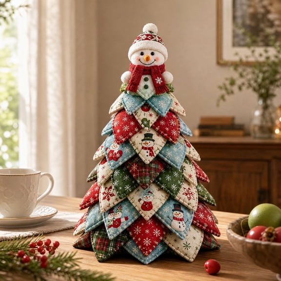 DIY Quilted Christmas Tree Kit, 3D Fabric Patchwork Craft Set for Beginners, DIY Christmas Tree Kit, 3D Fabric Patchwork, Quilting Craft, Handmade Tabletop Holiday Decor, Christmas Gift
