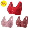 thumbnail image 2 of nerohusy 3 Pack Elderly Women Button Front Closure Bras,Womens Daisy Bra Front Closure Sports Bras Beauty Back Full Coverage Comfor Easy Close Bra Front Buckle Corset, 2 of 9