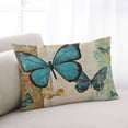 thumbnail image 2 of Retro Teal Butterfly Throw Pillow Cover 20 x 30 Inch Decorative Pillow Cover Summer Butterflies Vintage Lumbar Pillowcase Seasonal Rectangle Cushion Case for Couch Sofa Bed Living Room, 2 of 7