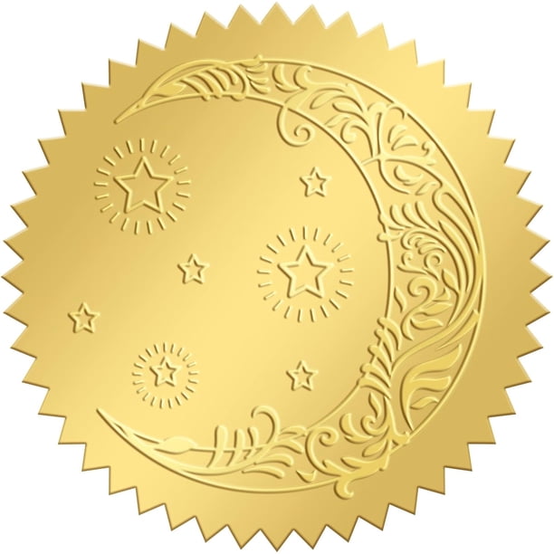 100 pegatinas de lámina dorada - Sellos de certificado en relieve, pegatinas autoadhesivas para decoración de medallas