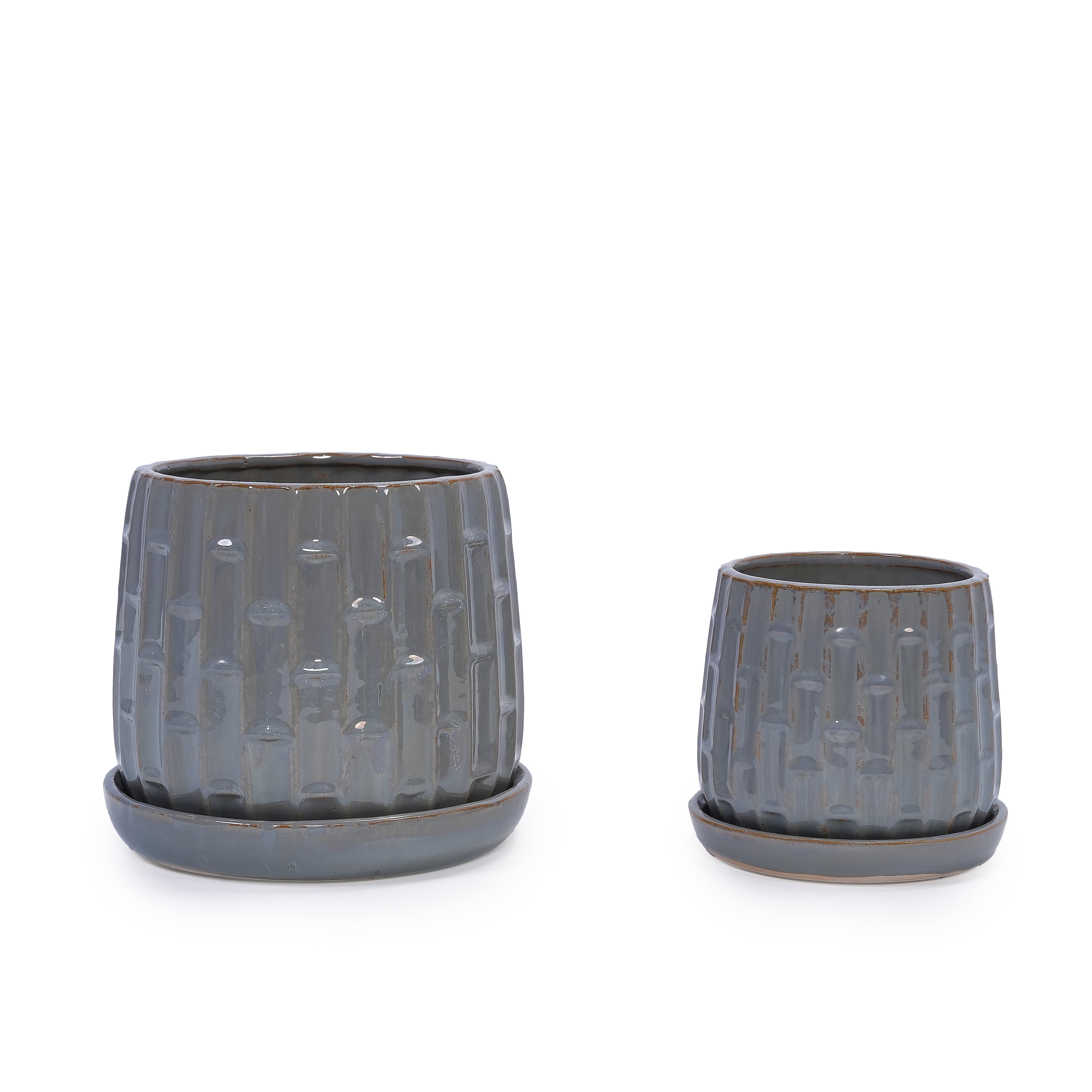 MAYEERTY 2 Pack Ceramic Plant Pots, 7" Planter for Indoor Outdoor Patio, Garden, Grey