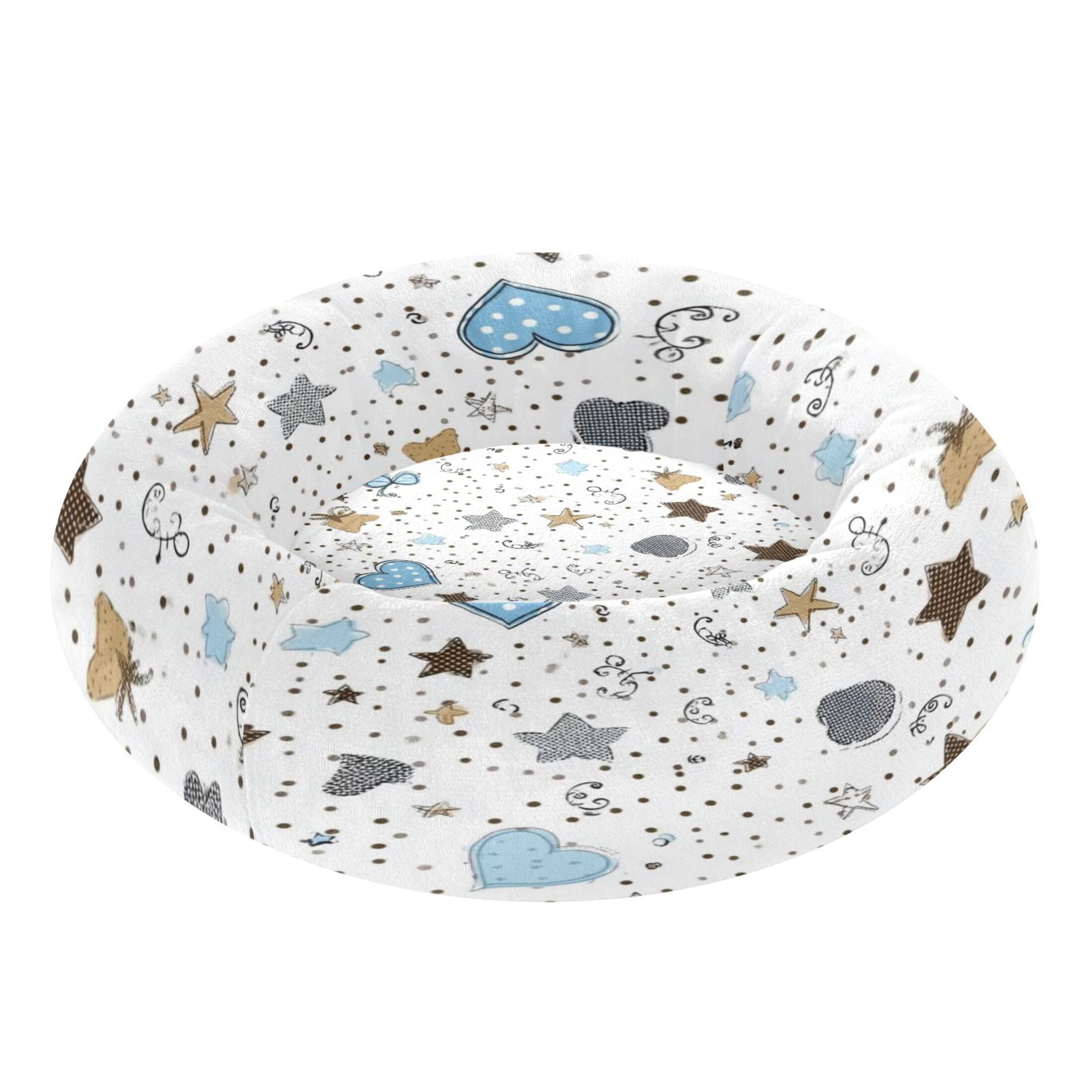 Iauyy Pet Couch Donut Cat Bed for Indoor Cats/Small Dogs Washable & Machine with Non-slip Bottom Calming Cat Furniture, The Grey Stars (S)