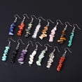 thumbnail image 2 of Nvzi Pendientes de piedra natural personalizados, pendientes de cuentas de piedra de cristal natural irregulares, pendientes de borlas multicolor (rosa), 2 of 3