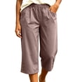 thumbnail image 2 of OVAFBAU Women's Capris Pants Lounge Pants Casual Pocket Elastic Waist Summer Capris Cropped Pants, 2 of 7