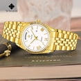 thumbnail image 4 of Men Watch Classic Analog Quartz Date Stainless Steel Milanese Mesh Band Ultra-Thin Rectangle Dial Luminous, 4 of 6