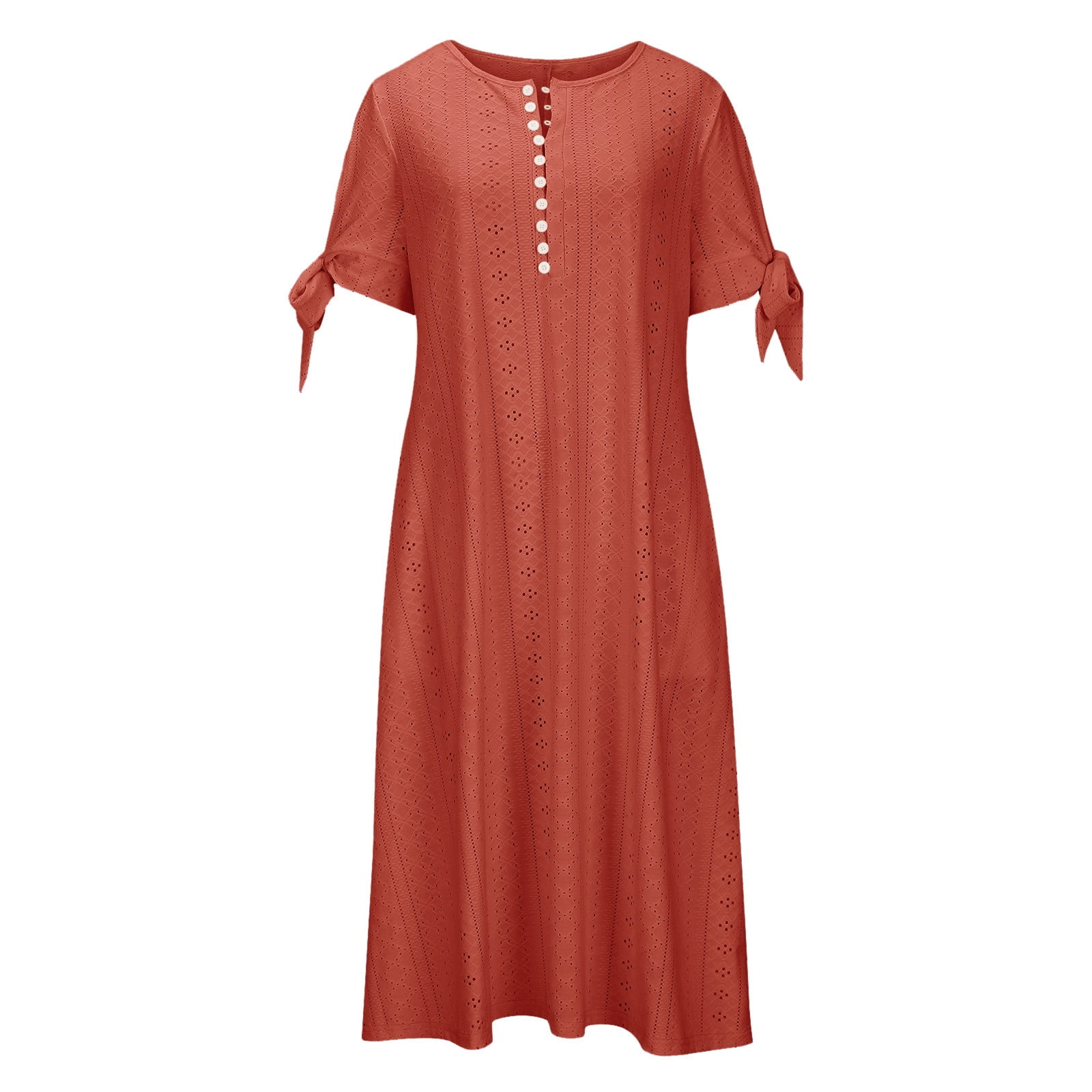Awdenio Women's Wear to Work Dresses, Fashion Women Summer Casual V-Neck Short Sleeve Button Long Dress,Size 2XL