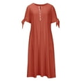 thumbnail image 6 of ATOYSOY Women's Summer Dresses V-Neck Button Eyelet Dress with Pocket Loose Sundresses Short Sleeve Casual Dresses Beach Summer Solid Color (Orange,XXXL), 6 of 6