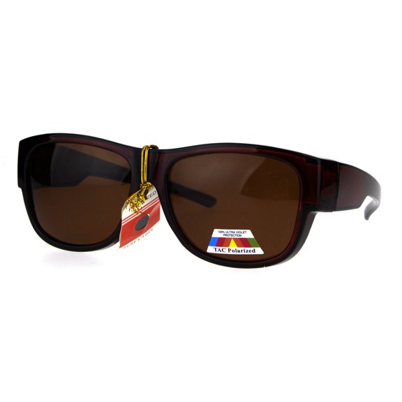 Polarized Mens Fitover 55mm Light Weight Rectangular Sunglasses All Brown
