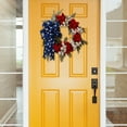 thumbnail image 6 of 18 Inch Independence Day Day Wreath for Front Door, Red Blue White Flowers Green Leaves Wreath for Inside and Outside, Decor for Memorial Day Patriotic Veterans Day, 6 of 7