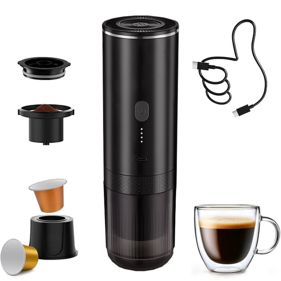 Portable Espresso Maker, 20Bar Electric Coffee Machine for Travel Self-Heating USB-C & 7800mAh Battery, Works with Ground Coffee & NS Capsules, Compact for Camping RV Office Home