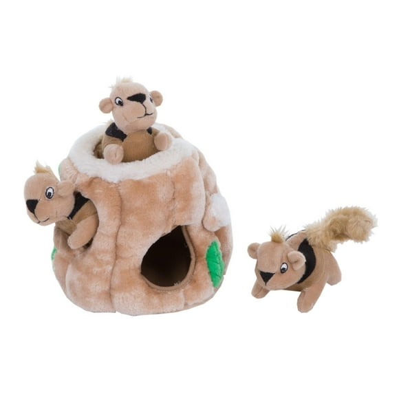 Outward Hound Interactive Puzzle Plush Squeak Dog Toy Hide A Squirrel Small