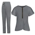 thumbnail image 5 of WULMLEO Womens Scrubs Outfits 2 Piece Short Sleeve Soft Comfortable Scrub Sets Stretch V Neck Trendy Nursing Workwear Tops and Pants Medical Working Petite Nurse Uniform Gray XS, 5 of 5