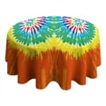 thumbnail image 4 of Colorful Tie Dye Pattern Round Tablecloth 60"x60",Wrinkle Wipeable Table Cloth for Kitchen Dining Room Picnic Patio Party, 4 of 6