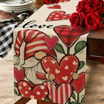 Valentine Table Runner Heart Shaped Decoration Romantic Dining Table Cover Living Room Decor Wedding Anniversary Party Tabletop Centerpiece Flax Fabric Four Sizes