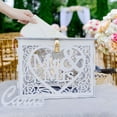 thumbnail image 4 of Jolik Wedding Money Box Holder with Sign, Large Rustic Wood Wooden DIY Envelop Gift Card Shadow Boxes with Lock Slot for Reception Anniversary Graduation Birthday Party Parties (Mr & Mrs, White), 4 of 8