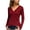 Wine Red, variant on XFLWAM Women Solid Color Shirts Deep V-Neck Long Sleeve Casual Slouchy Loose Blouses Faux Button Lightweight Pullover Top Black S