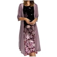 thumbnail image 1 of Heliisoer Robe Décontractée Femme Imprimé Floral Col Rond Sans Manches Ensemble Deux Pièces en Chiffon Uni, 1 of 5