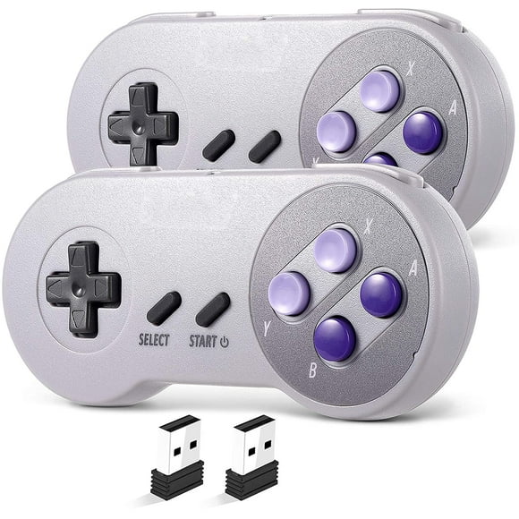 (2 Pack) 2.4GHz Wireless USB SNES Style Controller Compatible with Super XYCCA , XYCCA Game pad for Windows PC Mac Linux Raspberry Pi Emulator [Rechargeable] [Plug & Play]