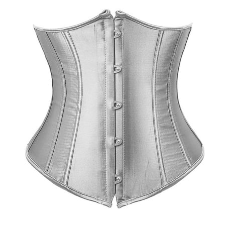 CHCNHAC Corset Lingerie for Women Satin Boned Lace Underbust Corset Cute Waist Training Tummy Control Shapewear Plus Size Cosplay Outfits Gray 3XL