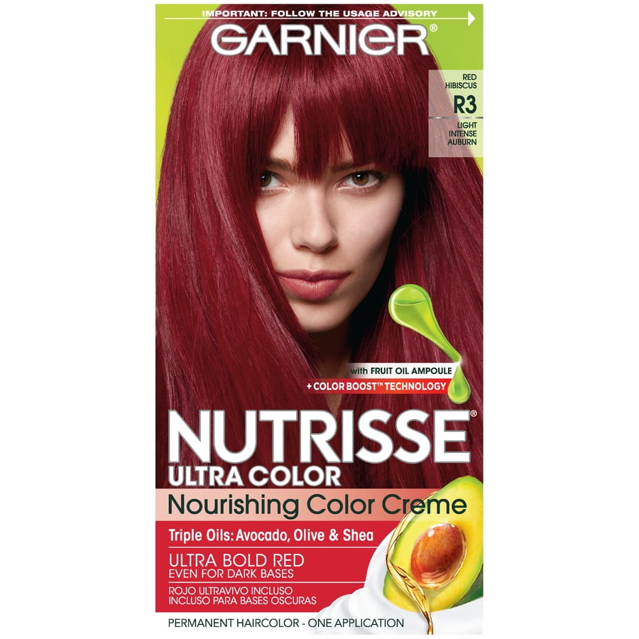 Beperkt zeewier Verlammen Garnier Nutrisse Ultra Nourishing Hair Color Creme, R3 Light Intense  Auburn, 1 Kit - Walmart.com
