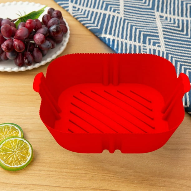 Bandeja flexible resistente al calor para freidores y hornos - antiadherente, fácil de limpiar, 7,7x7,7x2 pulgadas - rojo, gris o azul
