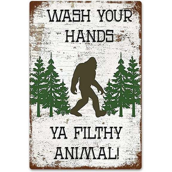 Sasquatch Signs Metal Bigfoot Poster Retro Signs Vintage Room Decor Aesthetic Wall Art Tin Sign Gift for Garage Bathroom Living Room Bar Man Cave Decor 8x6 inch
