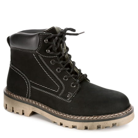 AM Shoes Mens Warm Lined Leather Lace Up Boot