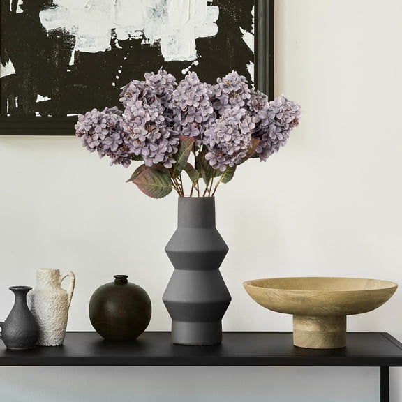 Fake Flowers Hydrangea Silk Flowers with Stems, Fake Grayish Hydrangea Artificial Flowers Winter Flowers Artificial for Decoration Vase Decor 24"(Grayish Purple ) 8PCS Wthout Vase