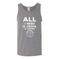 thumbnail image 2 of Wild Bobby, All I Need is Jesus & Coffee Inspirational/Christian Men Graphic Tank Top, Heather Grey, Large, 2 of 6