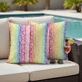 thumbnail image 5 of Abstract Flowers Pillow Covers 2 Pack White Dandelion Lavender Floral Leaves Plant Rainbow Stripes Pillowcase Waterproof Outdoor Throw Pillow Cover for Patio Garden Square Cushion 20”x20”, 5 of 9