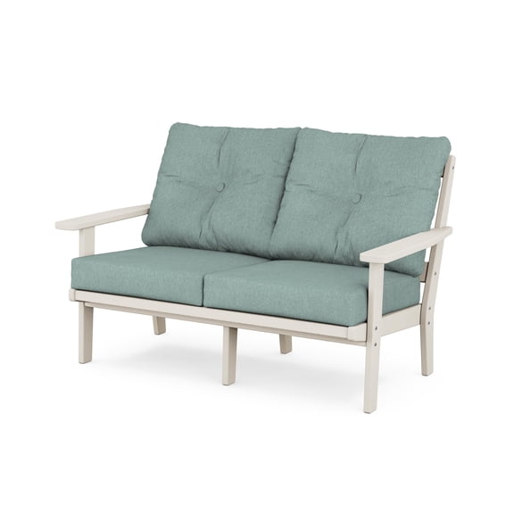 POLYWOOD Prairie Deep Seating Loveseat in Sand / Glacier Spa