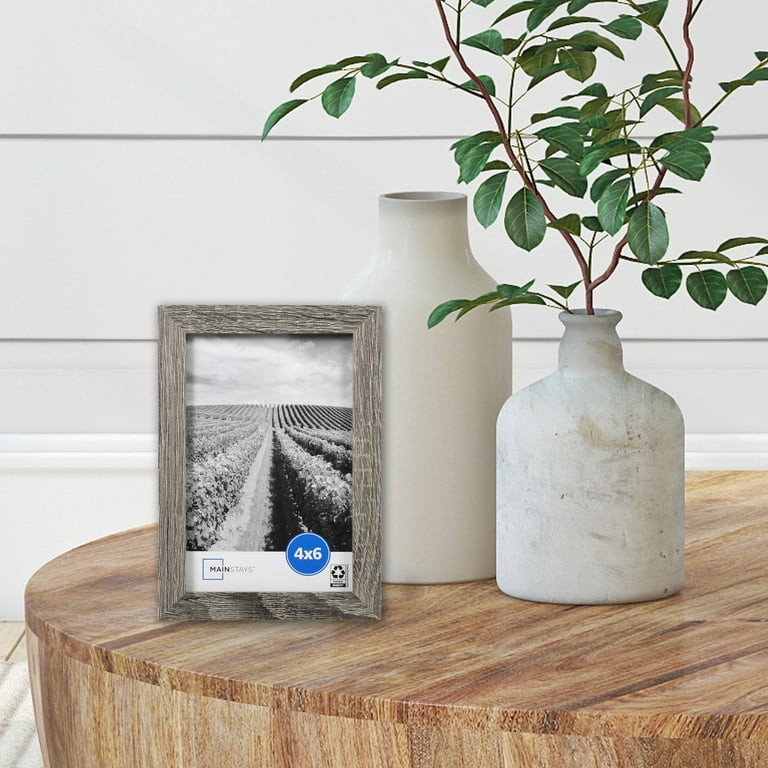 Rustic Photo Silver Love Frame, Wooden 4 X 6 Portrait Free Standing Picture  Frame With Metal Love Design 