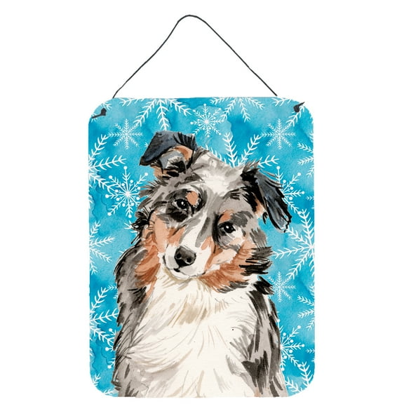 Australian Shepherd Winter Wall or Door Hanging Prints