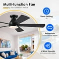 thumbnail image 6 of PHORUS 52in Ceiling Fan with Lights Flush Mount Modern Fan Light with Remote Dimmable LED 5 Blade Black for Bedroom Living Room, 6 of 10