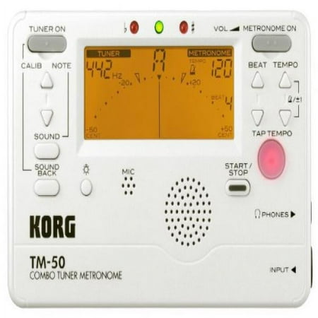 Korg TM50PW Instrument Tuner and Metronome, White