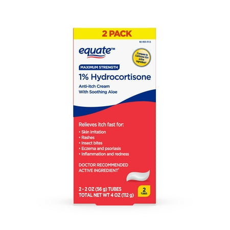 (2 Pack) Equate Maximum Strength Anti-Itch Hydrocortisone Cream, 2 Oz, 2 (Best Mosquito Anti Itch Cream)