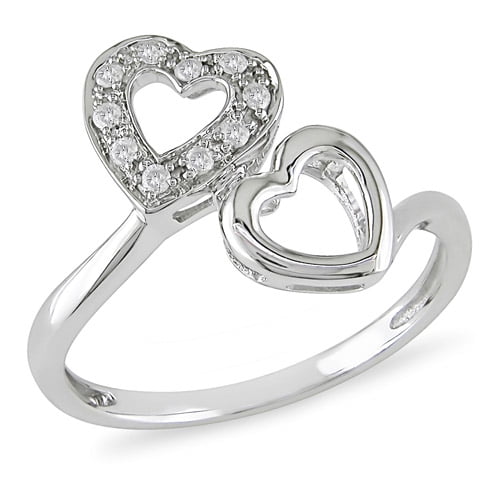 1/10 Carat TDW Diamond Double Heart Ring in 10kt White Gold