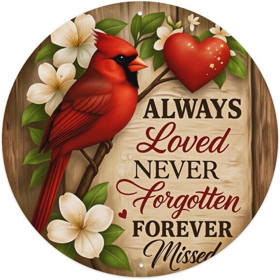 Round Cardinal Memorial Tin Sign Vintage Style Wall Plaque Metal Poster 8 x 8 Inch