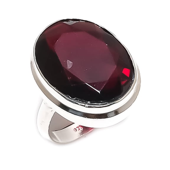 Natural Garnet Gemstone Handmade 925 Sterling Silver Jewelry Ring Size 6.5