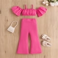 thumbnail image 3 of Foreign Trade Children's New Set 2024 Summer Girls Solid Color Top High Slit Flared Pants Two Set, 3 of 8
