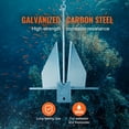 thumbnail image 6 of VEVOR Fluke Style Anchor Kit, 8.5 LBS Hot-Dipped Galvanized Steel Fluke Anchor with 7.9' Chain, 75' Rope and Two 0.4" Shackles, Marine Boat Anchor for Small Vessels Under 18', Seas, Rivers, 6 of 9