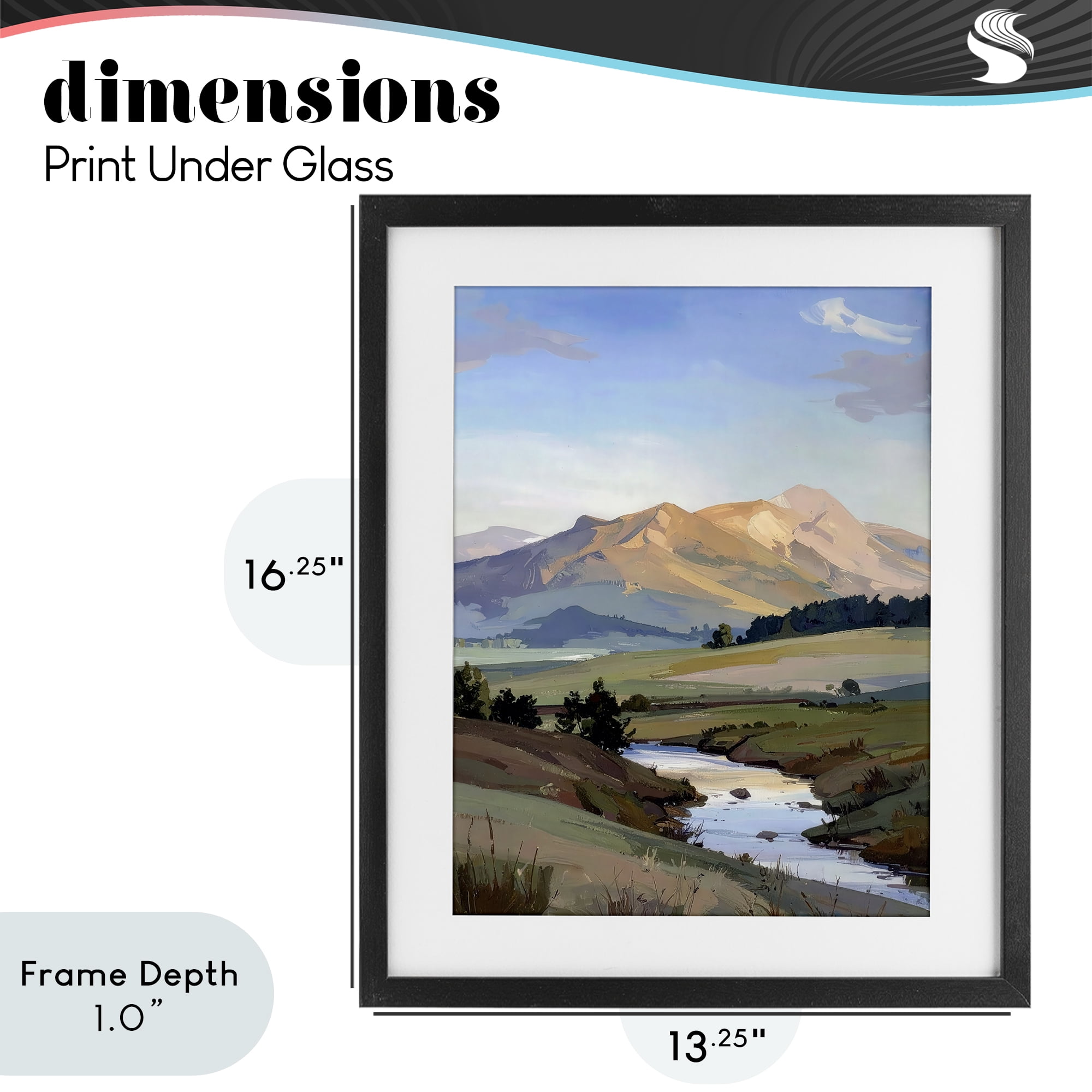 Stupell Industries Across The Valley River Black Framed Print Under Glass, design by Alonza Saunders