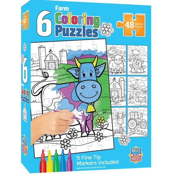 Farm Coloring Puzzles, (Hardcover)
