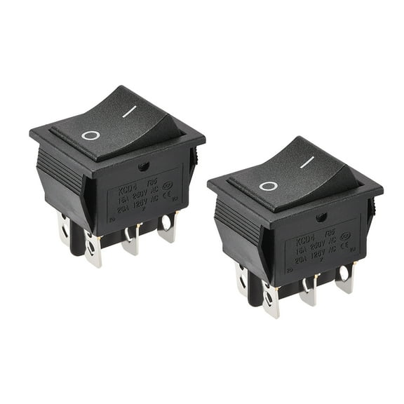 Uxcell 6pins 250V/16A Boat Rocker Switch Toggle Switch for Boat Car Marine Plastic Black  2 pcs
